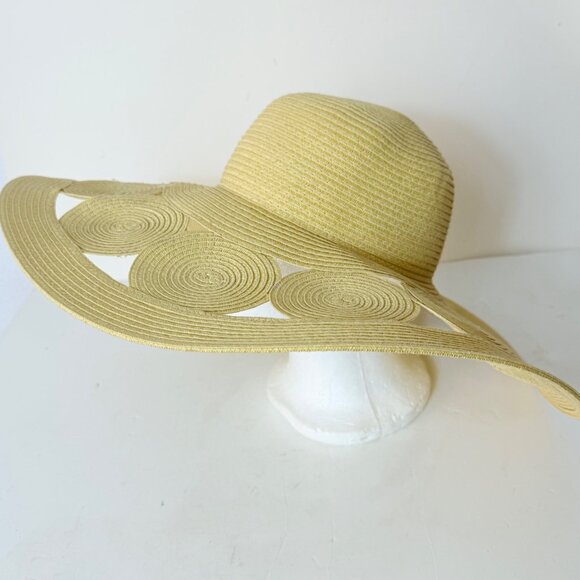 Oversized Wide Brim Sun Hat Straw Circle Resort Fashion Cruise Chic Kate Landry - Picture 15 of 15